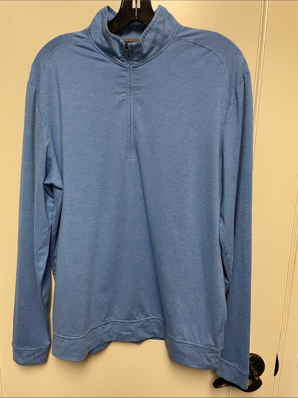 johnnie-O Men's Light Blue Microstripe Quarter-Zip Pullover